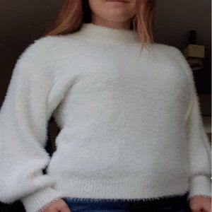 White Mohair Thicken Turtleneck Sweater Autumn Win